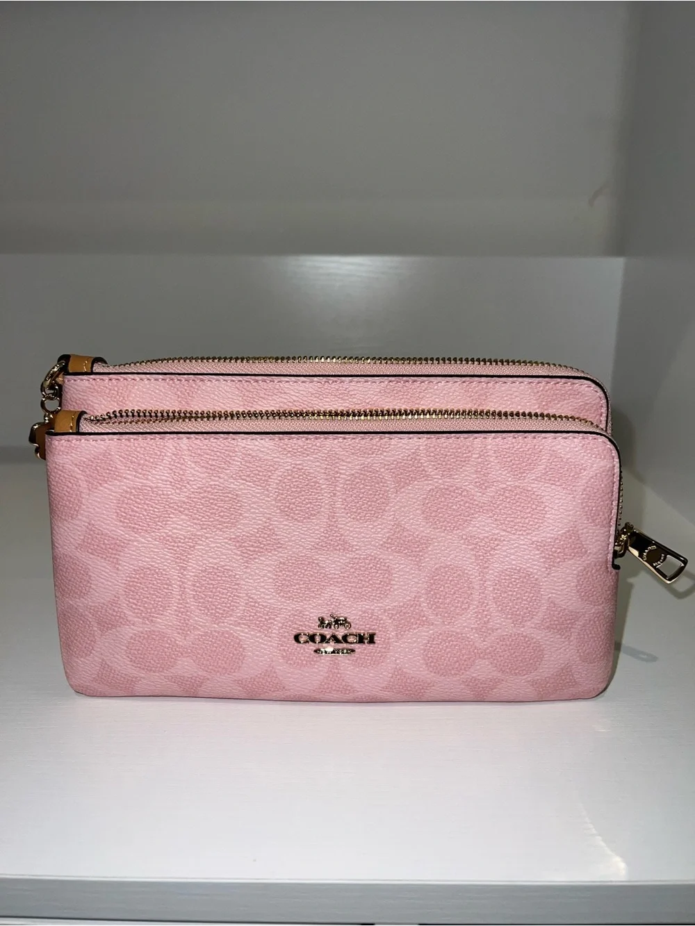 Coach Powder Pink Double Zip Wristlet
